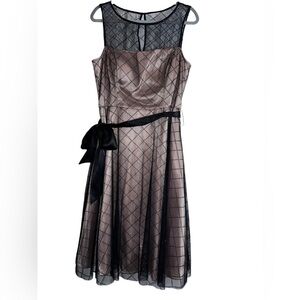 JESSICA HOWARD A-Line Mother Of The Bride Black Tulle Overlay Dress Sz 14